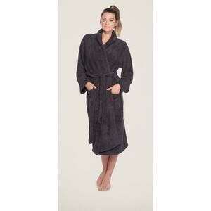 Barefoot Dreams CozyChic Robe Carbon Gray XL Plush Belted Lounge EUC